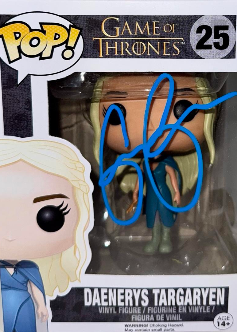 Emilia Clarke Signed Funko Pop #25 Daenerys Targaryen (Blue Ink) - Beckett COA